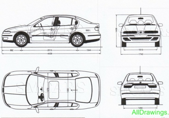 Seat Toledo (Сеат Толедо) - чертежи (рисунки) автомобиля